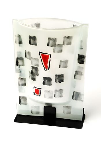 Vase Grande Taille 23X28 Cm Aux Couleurs Blanc-Noir-Rouge