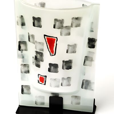 Large Size 23X28 Cm Vase With White-Black-Red Colours