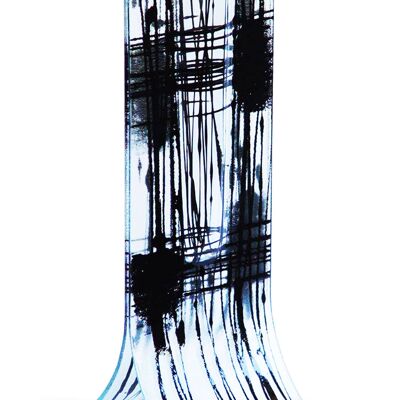 Transparente 14 x 36 cm große Vase mit schwarzen Linien