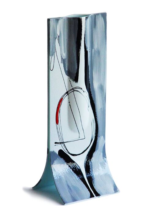 Geometry 14X36 Cm Vase With White-Grey-Red Colours