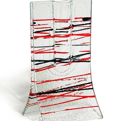 Small Vase 8X10 Cm Wth Red-Black Stripes