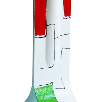 Vase Mosaïque 14X36 Cm Aux Couleurs Blanc-Rouge-Vert