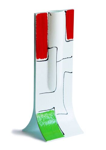 Vase Mosaïque 14X36 Cm Aux Couleurs Blanc-Rouge-Vert