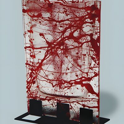 Grand vase à motif rouge-transparent de 23 x 28 cm