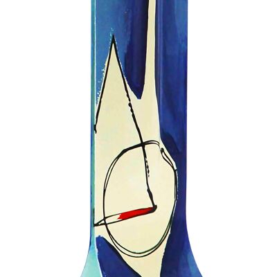 Vase Géométrie 14X36 Cm De Couleur Blanc-Bleu-Rouge