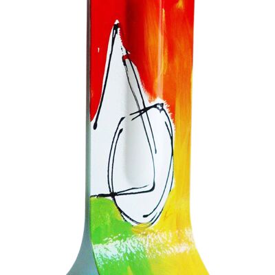 Geometrie 14X36 cm Vase mit rot-grün-gelben Farben