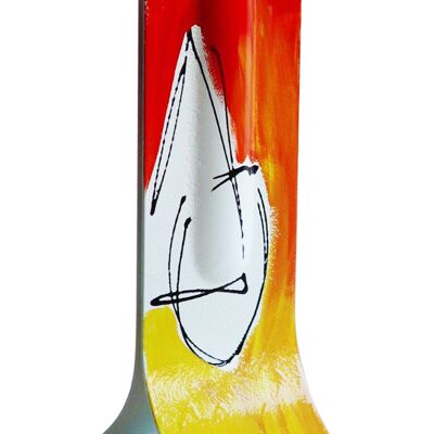 Geometry 14X36 Cm Vase With White-Orange-Red Colours