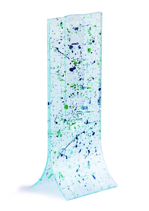 Natural 14X36 Cm Vase With Transparent-Blue-Green-White