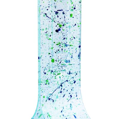 Natürliche Vase 14 x 36 cm mit Transparent-Blau-Grün-Weiß