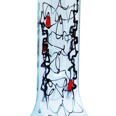 Vase Miró 14X36 Cm de couleur Transparent-Noir-Rouge