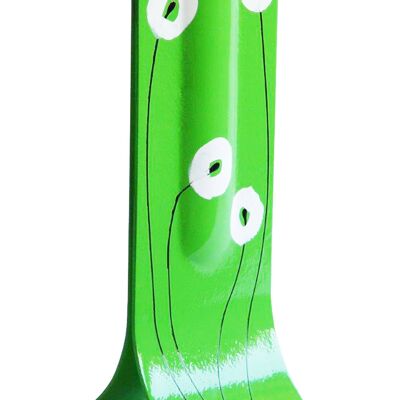 Green 14X36 Cm Vase With Black-White Poppy Motive