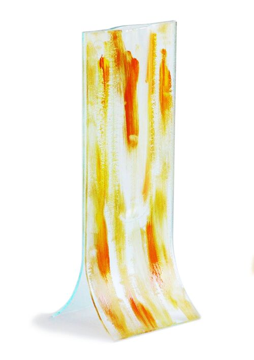 Transparent 14X36 Cm Vase With Yellow-Red Colours