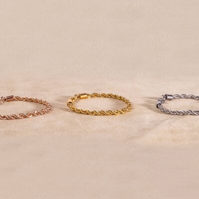 Bracelet corde torsadée en or, argent ou or rose