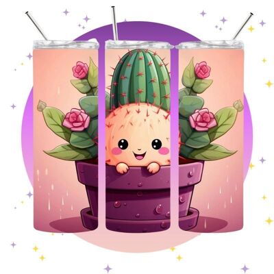 Acuarela de Cactus Kawaii - Vaso Termo