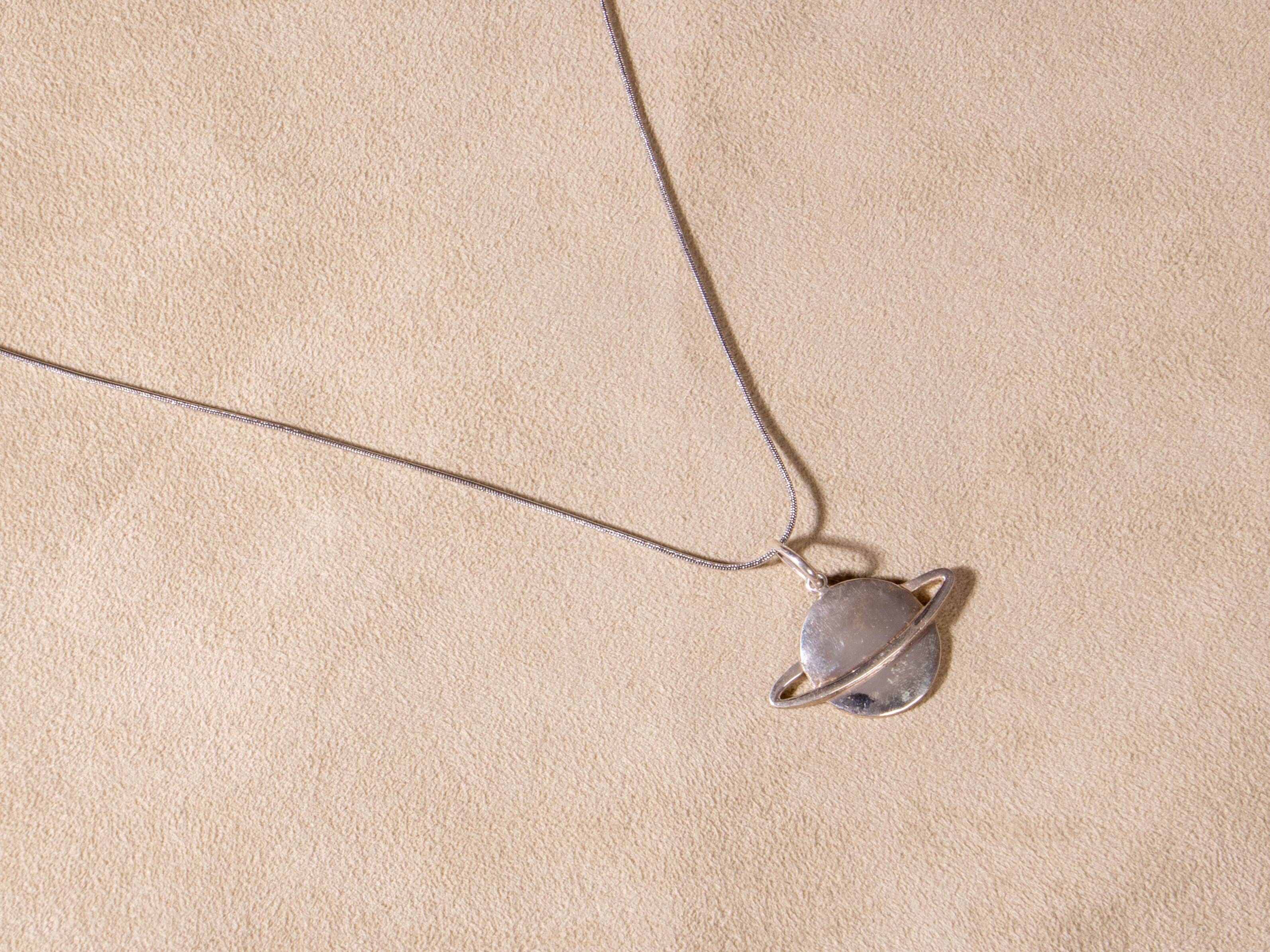 Planet Saturn necklace made of 925 sterling silver