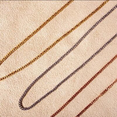 Fine curb chain in silver, gold or rose gold