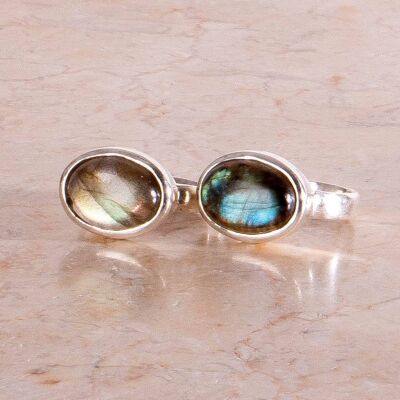 Large oval labradorite ring 925 sterling silver talisman