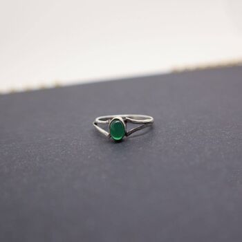 Petite bague en onyx vert avec pierre ovale faite à la main en argent sterling 925 2