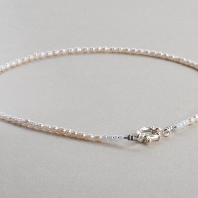 Collier de perles collier ras de cou argent blanc fait main