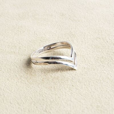 Chevron ring double silver 925 sterling handmade