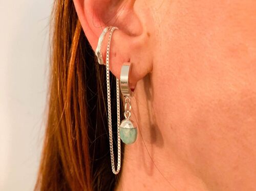 Ear cuff Manschette asymmetrisch mit zarter Kette aus 925 Sterling Silber
