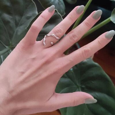 Silberring drippy Ring asymmetrisch silber handgemacht aus 925 Sterling Silber verstellbar