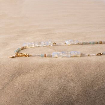 Collier de perles spécial en opalite, amazonite et rocailles arc-en-ciel plaqué or 3