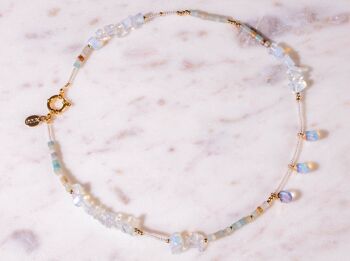 Collier de perles spécial en opalite, amazonite et rocailles arc-en-ciel plaqué or 5