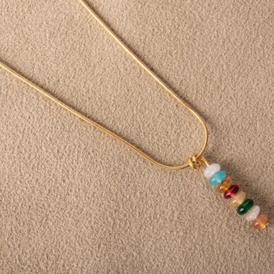 Dainty necklace with colorful rainbow pendant, gold-plated, handmade