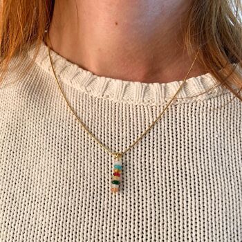 Collier délicat avec pendentif arc-en-ciel coloré, plaqué or, fait main 4