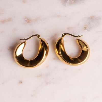 Earrings hoop earrings twisted 3.5 cm waterproof asymmetrical gold plated