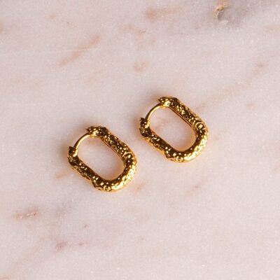 Oval earrings huggie hoop earrings gold plated asymmetrical square