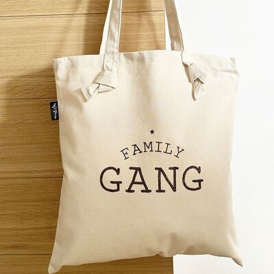 Borsa tote annodata "Family Gang" in colore ecrù