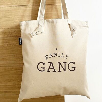 “Family Gang” Knotted Tote Bag in Ecru Color