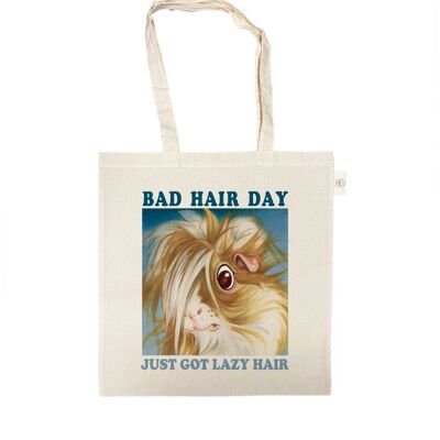Katoenen tas - Bad Hair Day - Just got lazy Hair - per 3 stuks