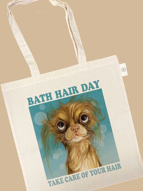 Katoenen tas - Bad Hair Day - Take care of your Hair - per 3 stuks