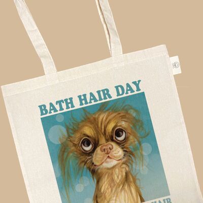 Katoenen tas - Bad Hair Day - Take care of your Hair - per 3 stuks