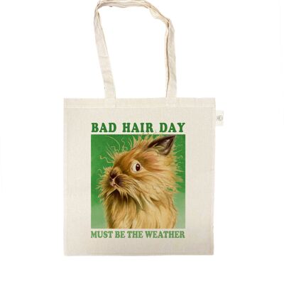 Katoenen tas - Bad Hair Day - Must be the Weather - per 3 stuks