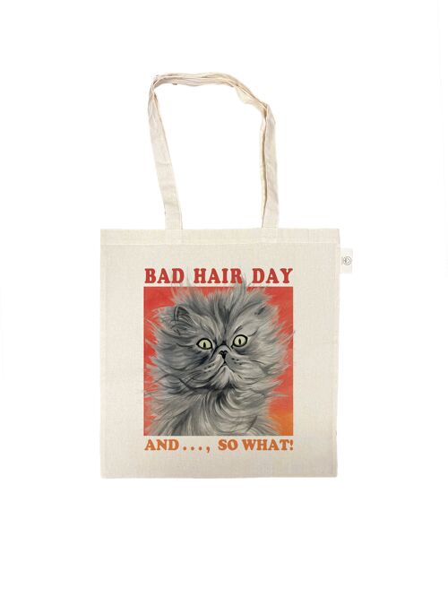 Katoenen tas - Bad Hair Day - And so what!! - per 3 stuks