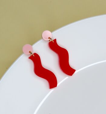 Boucles d'oreilles Wormly avec bouchons en acier inoxydable en rouge rose 3