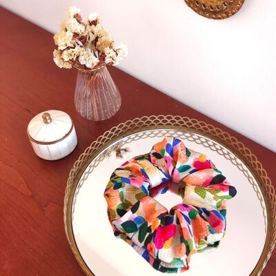 TIDA / polyester scrunchie with multicolored flowers