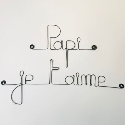 Cadeau Fête des Grand-Pères " Papi je t'aime " - Décoration Murale en Fil de Fer à punaiser - Bijoux de Mur