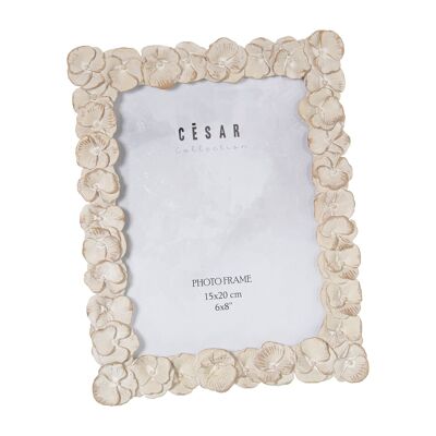 RESIN PHOTO FRAME 15X20CM AGED WHITE EXT:20X1.8X24CM ST39177