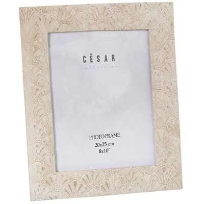 RESIN PHOTO FRAME 20X25CM AGED WHITE EXT:27X1.5X32CM ST39169