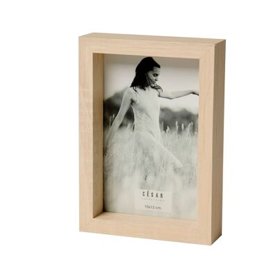 PHOTO HOLDER 10X15CM WOOD/WHITE PAPER SHIPPING.   ABOUT M.AND HANG UP _EXT.11.5X16.5X3.2CM-WOOD:DM ST77930