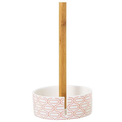 WOODEN ROLL HOLDER WITH CERAMIC BASE °14X32CM ST1168