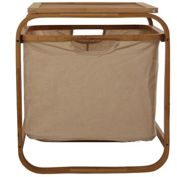 PORTE-LINGE EN BOIS BAMBOU AVEC PANIER LIN BRUT _45X45X50CM, ASSEMBLAGE REQUIS ST83816 4