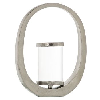 BOUGEOIR ALUMINIUM ARGENT 38X14X46CM-VERRE: 12,5X21CM ST59439 1