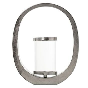 BOUGEOIR ALUMINIUM ARGENT 38X14X46CM-VERRE: 12,5X21CM ST59439 3