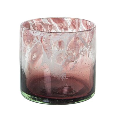 PINK+TRANSPARENT GLASS CANDLE HOLDER °10X10CM ST20183